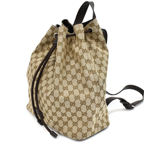 Gucci Backpack Rucksack GG Canvas Leather Beige Brown - Picture 2 of 8